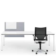 Schreibtisch weiß, 4-Fuss, Schreibtisch modern groß, Schreibtisch mit Sichtblende, Rückwand , Designer Schreibtische, Lista Office LO, Bürotisch LO Motion Flextisch