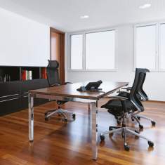 Schreibtisch Chrom Holz| Büro Schreibtische | Büromöbel, Echo, Tischsystem Cubos mit Vierfuss