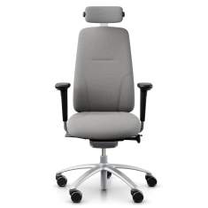 Bürostuhl ergonomisch Bürodrehstuhl grau mit Armlehnen Drehstuhl Büro Flokk RH Logic 220 Silver
mit Kopfstütze