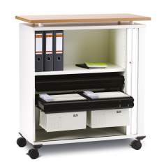 Rollcontainer Kunststoff Bürocontainer abschließbar Bürokorpus Holz, fm Büromöbel, Mobilcontainer