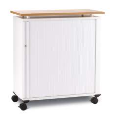 Rollcontainer Kunststoff weiss Bürocontainer abschließbar Bürokorpus Holz, fm Büromöbel Mobilcontainer