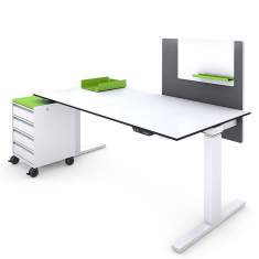Schreibtisch höhenverstellbar, Büromöbel Schreibtische weiß, Lista Office LO, Sitz-Stehtisch LO-Extend