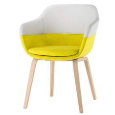 Besucherstuhl gelb Besucherstühle mit Holzbeinen Cafeteria Stuhl mit Armlehnen Kantinen Stuhl Brunner Crona