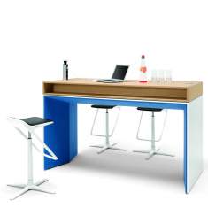 Kleiner Schreibtisch blau  | blaue Schreibtische mit Steckdosen | moderne Büromöbel WINI, WINEA PLUS