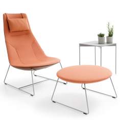 Lounge Sessel Büro Clubsessel Stoff orange Loungemöbel Set, profim, Chic Lounge