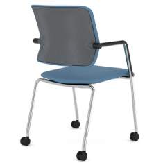 Besucherstühle fahrbar Konferenzstühle blau Cafeteria Stühle, viasit, drumback Besucherstuhl