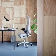 Drehstühle Büro ergonomisch grau Bürostühle mit Armlehnen mit Kopfstütze, Flokk, RH Mereo 220