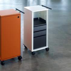 Desksharing-Caddys weiß orange fahrbar, Novex, CADDY