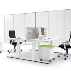 Weißer Schreibtisch höhenverstellbar ergonomische Büromöbel Schreibtische weiß , WINI, WINEA ECO Tischsystem