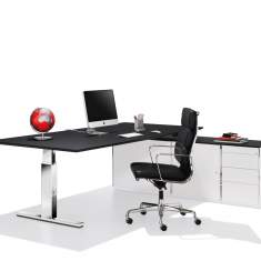 Schwarzer Schreibtisch höhenverstellbar Ergonomie Büromöbel Schreibtische ergonomisch, WINI, WINEA PRO Arbeitstisch