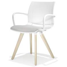 Besucherstuhl weiß Besucherstühle mit Vierfußgestell aus Holz Konferenzstuhl Kunststoff Konferenzstühle mit Armlehnen Kantinen Stuhl Kusch+Co 2080 uni_verso