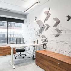höhenverstellbarer Schreibtisch weiß Arbeitstisch Büro Designer Schreibtische Holz Mikomax Balance 
rechteckig