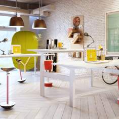 höhenverstellbarer Schreibtisch weiß Arbeitstisch Büro Designer Schreibtische Mikomax Balance 
rechteckig
Doppelarbeitsplatz