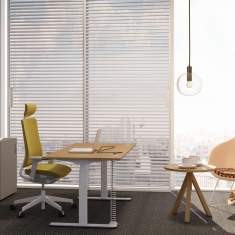 höhenverstellbarer Schreibtisch weiß Arbeitstisch Büro Designer Schreibtische Holz Mikomax Balance 
rechteckig