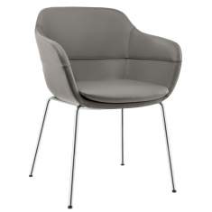 Besucherstuhl grau Leder Besucherstühle Stahl Cafeteria Stuhl mit Armlehnen Kantinen Stuhl Brunner Crona