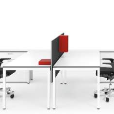 Schreibtisch modern Gestell weiß, Schreibtisch 4-Fuss, Schreibtisch groß, Schreibtisch Design Schreibtische mit Sichtblende , Lista Office LO, Bürotisch LO Motion Flextisch
