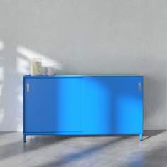 Büroschrank Schiebetürschrank blau Büroschränke Büromöbel Schiebetürschränke Mauser xitan.s