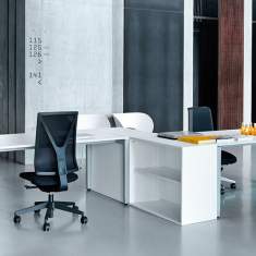 Schreibtisch weiss Alu | Büro Schreibtische | Büromöbel, Echo, Tischsystem Cubos mit Vierfuss
