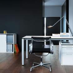 Moderner Schreibtisch weiss dünne Tischplatte,  Büro Schreibtische weiss| , Echo, Tischsystem Cubos mit Vierfuss