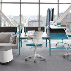 Schreibtisch höhenverstellbar Lounge Büromöbel Teamarbeit türkis Schreibtische, Steelcase, Bivi