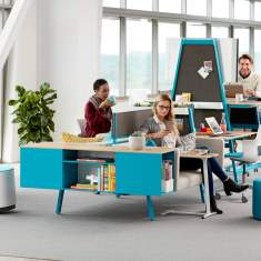 Schreibtisch höhenverstellbar Lounge Büromöbel Teamarbeit türkis Schreibtische, Steelcase, Bivi