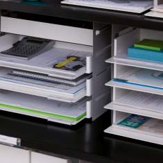 Diverse Accessoires | Behälter/Zeitungsablagen | Tischaufsätze/Papier- und CD-Ablagen, Steelcase, 1+1 Organisationselemente