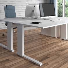 höhenverstellbarer Schreibtisch weiß Büro Schreibtische Büromöbel Holz Leuwico, iMOVE-S
Handverstellung
höhenverstellbar