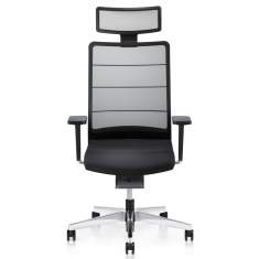 Chefstuhl schwarz Bürodrehstühle, Kopfstütze Drehstuhl mit Armlehnen, Stoff, Leder, Interstuhl, AirPad Bürodrehstuhl