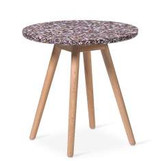 Designer Beistelltisch Holz Beistelltische rund Tischplatte Plastik Skandiform Tinnef