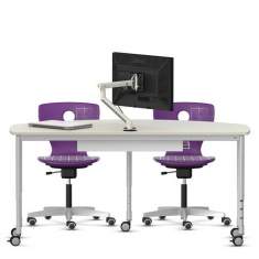 Fahrbarer Halbrundtisch Kleiner Schreibtisch auf Rollen | Schreibtische mit Rollen | mobile Büromöbel VS, Shift+ BHRund