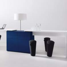 Empfangstheke für kleine Räume Büro Tresen blau Stehtisch, werner works, K-Modul Stand