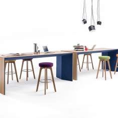 Kleiner Schreibtisch blau  | blaue Schreibtische mit Steckdosen | moderne Büromöbel, WINI, WINEA PLUS