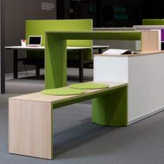 Hochtisch Büro Stehtisch grün Schreibtisch Steckdosen Büromöbel Tisch Sitzbank WINI, WINEA PLUS
