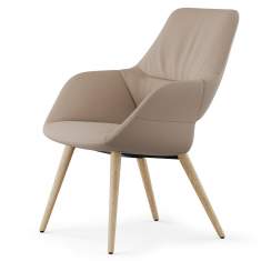Loungesessel beige Sessel Lounge Holzbeine Wilkhahn Occo Lounge
