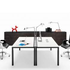 Schreibtisch höhenverstellbar, Arbeitstisch Büro 4-Fuss, Schreibtisch Kunststoff, Gestell schwarz, Design Bürotisch, WINI, WINEA ECO Tischsystem