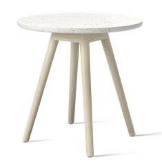 Designer Beistelltisch Holz Beistelltische rund Tischplatte weiss Marmor Skandiform Tinnef