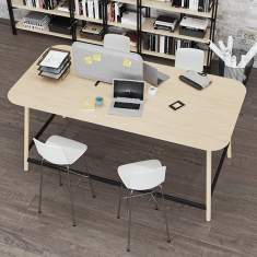 Besprechungstisch Holz Besprechungstische hoch Konferenztisch Büro Stehtisch REISS Trailo® D Besprechung
abgerundete Tischplatte