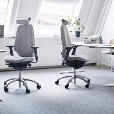 Bürostuhl grau Bürodrehstuhl moderne Bürostühle mit Armlehnen mit Kopfstütze Flokk, RH Logic 400