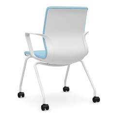 Besucherstuhl blau Besucherstühle mit Rollen Konferenzstuhl Viasit Drumback Vierfuß Konferenz