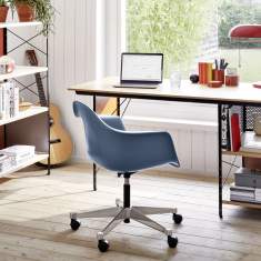 vitra Bürostuhl blau Schalenstuhl mit Rollen, Bürodrehstuhl, vitra, Pacc