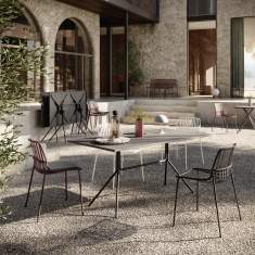 Tisch Außenbereich Tisch quadratisch Outdoor Gartentisch Bistrotisch klappbar Stahltisch Brunner crona steel