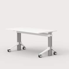 Höhenverstellbarer Schreibtisch Büro Schreibtische weiß |ergonomische Büromöbel, Leuwico, GO² move Sitz-/Stehtische