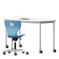 Fahrbarer Halbrundtisch Kleiner Schreibtisch auf Rollen | Schreibtische mit Rollen | mobile Büromöbel VS, Shift+ BHRund