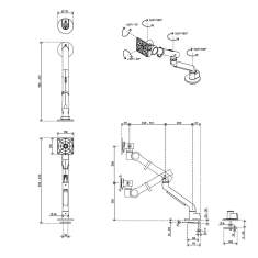 technisches Bild Dataflex Viewgo pro Monitorarm - Schreibtisch 620