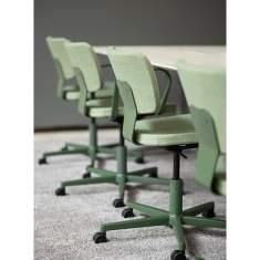 Hybridstuhl grün Konferenzstuhl mit Rollen Drehstuhl Büro Drehstühle Home Office Materia Palette