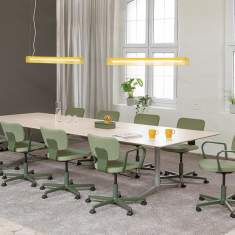 Hybridstuhl grün Konferenzstuhl mit Rollen Drehstuhl Büro Drehstühle Home Office Materia Palette
