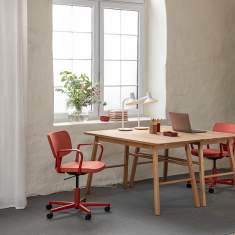Hybridstuhl rot Konferenzstuhl mit Rollen Drehstuhl Büro Drehstühle Home Office Materia Palette
