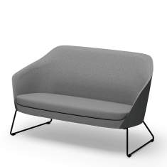 Loungesofa grau Sofa Lounge Sitzmöbel Kuffengestell Zweisitzer-Bank Rosconi Objektmöbel - LOUNGE 650