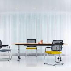 Besucherstuhl grau gelb Besucherstühle Konferenzstühle, Girsberger, Camiro Freischwinger