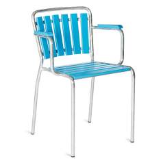 blau Stuhl Gartenstuhl Holzschale stapelbar Embru Haefeli Sessel 1020/1021